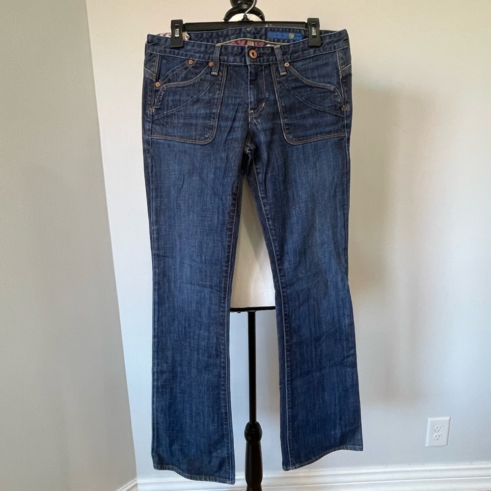 AG Adriano Goldschmied size 30 denim blue jeans flare boot western casual work